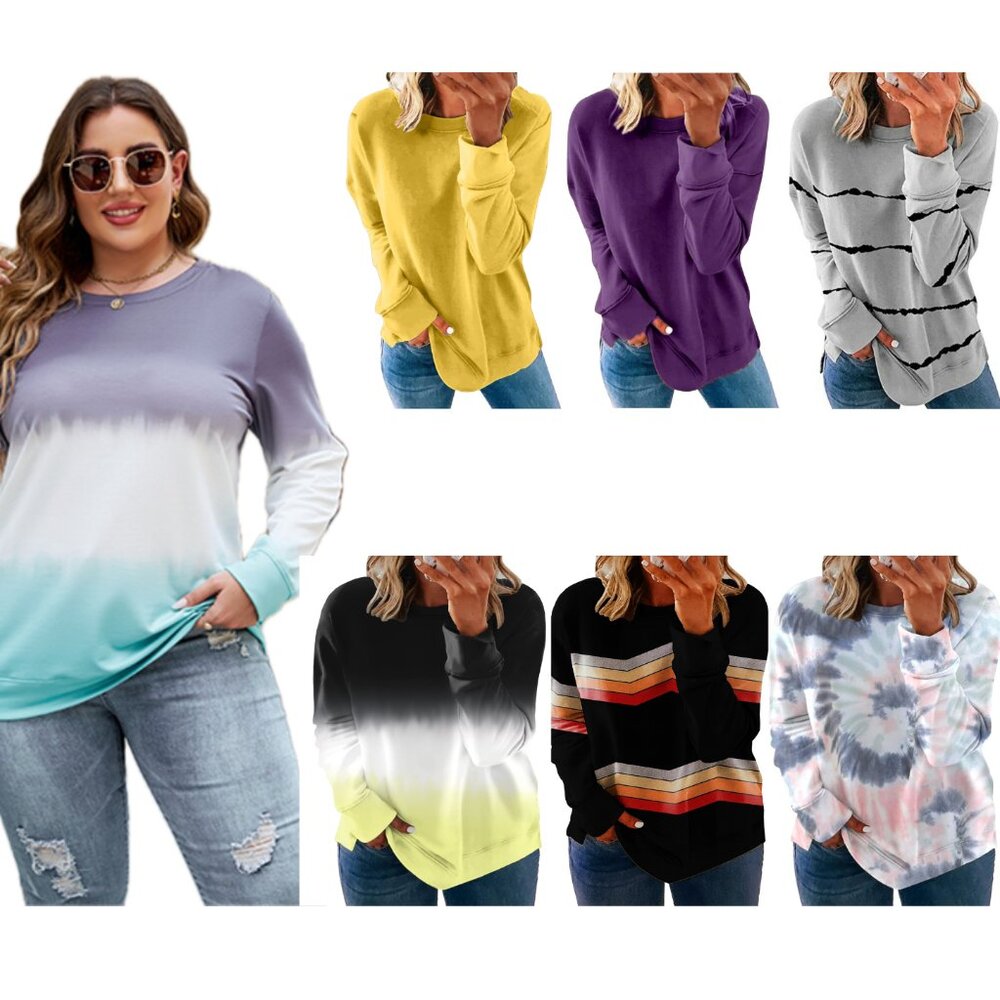 ROSRISS Women's Plus-Size 14W-28W Long Sleeve Sweatshirt Crewneck Top Pullover T